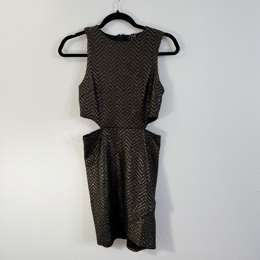 Black and Gold Cut Out Mini‎ Sheath Dress